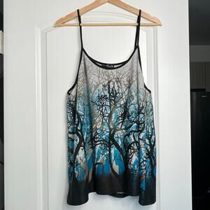 Emery Rose Women's Top Plus Size 3XL Strappy Dark Forest Night Sky Fairygoth